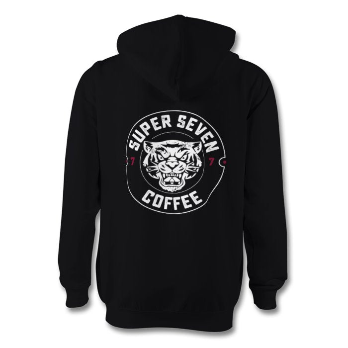 Black hoodie with Super7coffee Logo
